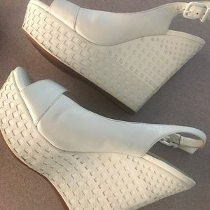 Leather wedge slingback sandals 6.5